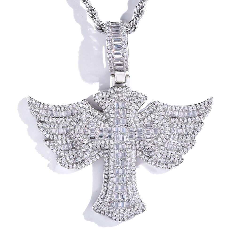 Hip Hop Full Diamond 18k gold  - Cross Pendant Necklace Gold ulasan dan harga
