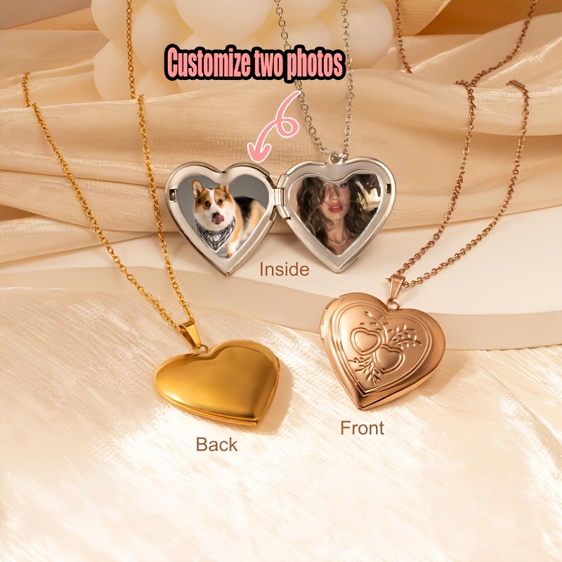 Custom 1/2 Photo Necklace Hear - Heart Locket Necklace Photo ulasan dan harga