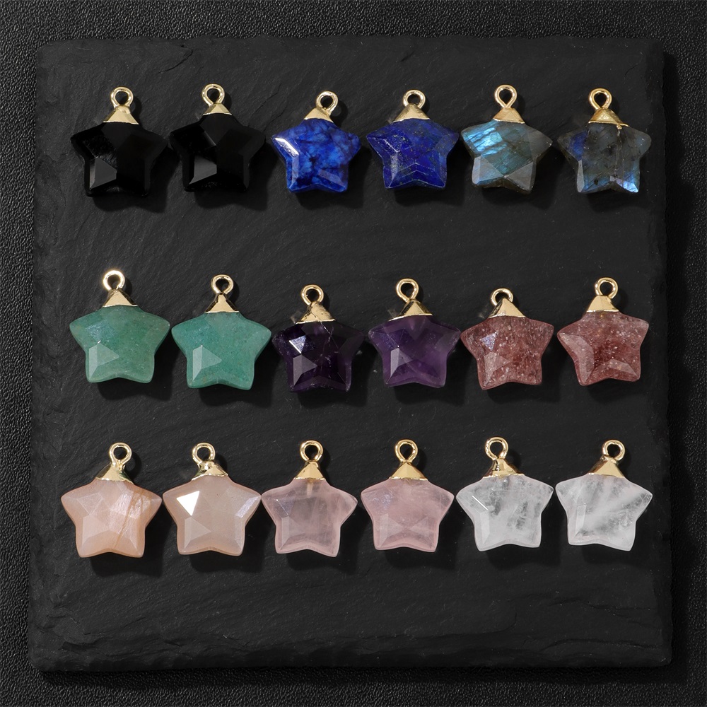 2Pcs Star Shape Stone Pendant  - Crystal Pendant Necklace Natural Stone ulasan dan harga