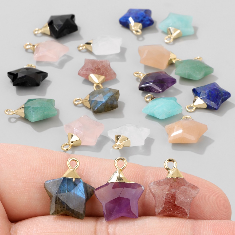 2Pcs Star Shape Stone Pendant  - Crystal Pendant Necklace Natural Stone ulasan dan harga