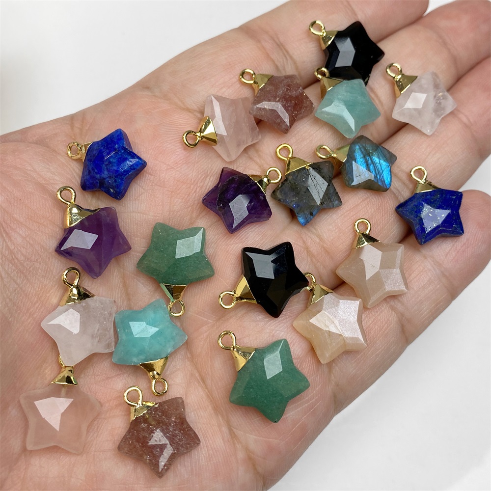 2Pcs Star Shape Stone Pendant  - Crystal Pendant Necklace Natural Stone ulasan dan harga