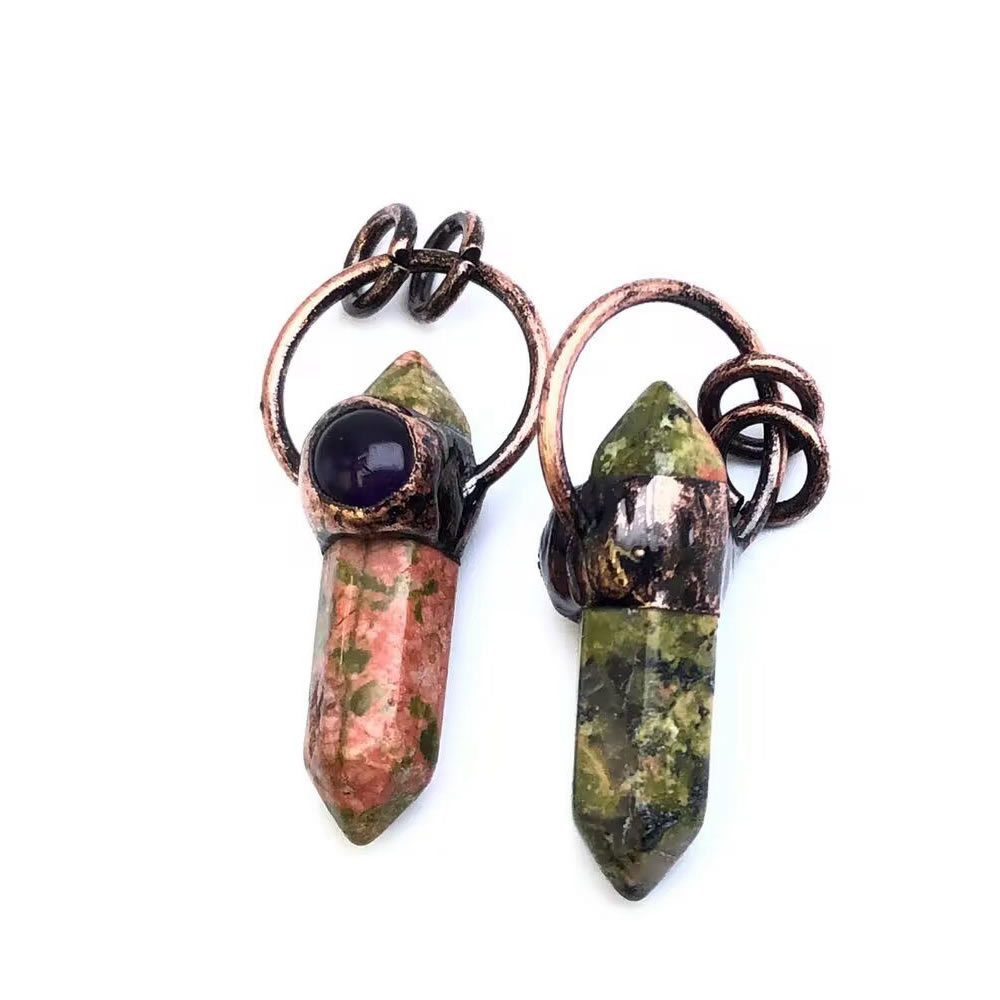 Natural Stone Crystal Quartz P - Crystal Pendant Necklace Natural Stone ulasan dan harga